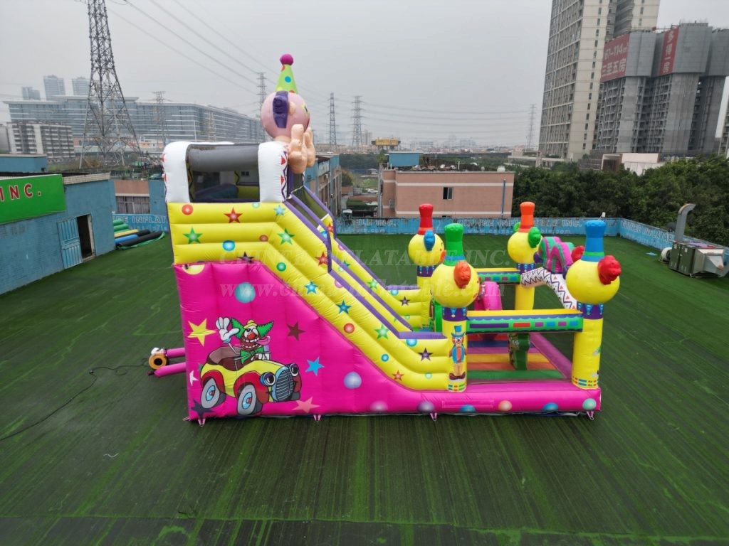 T8-1495 Happy Clown Inflatable Dry Obstacle Inflatable Slide