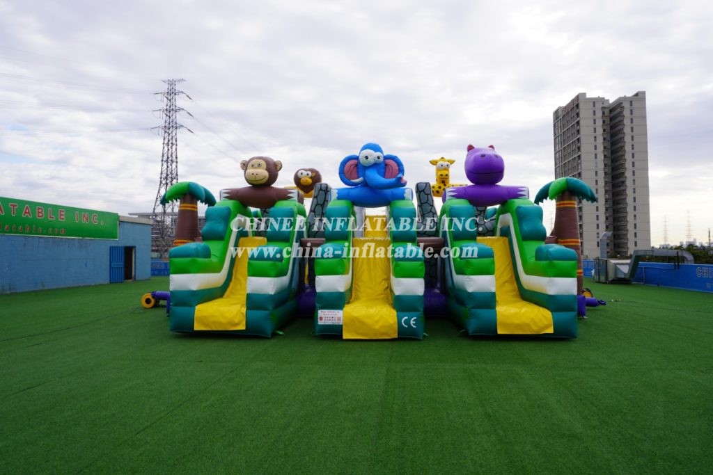 T6-472 Giant Jungle City Inflatable Safari Slide