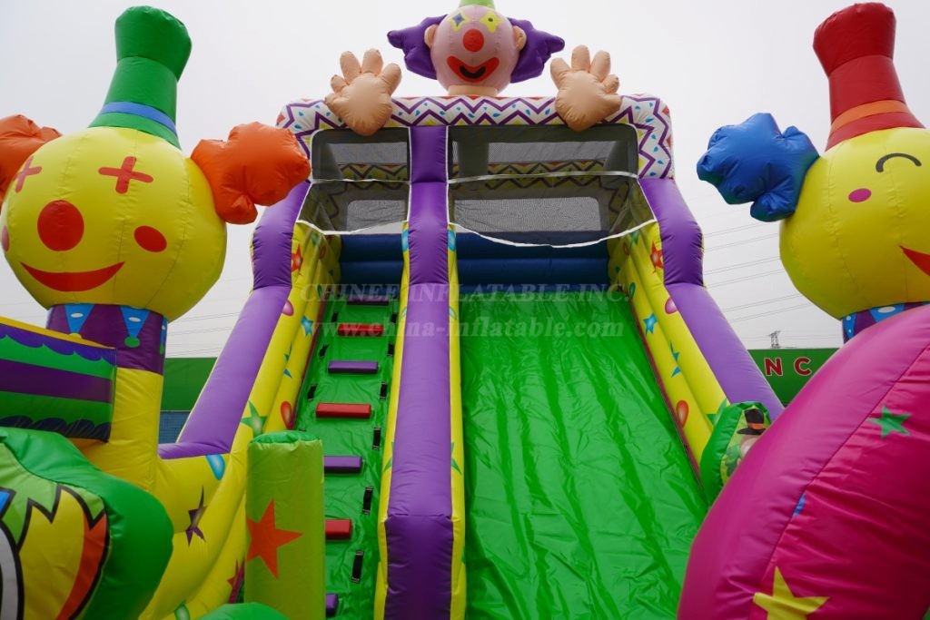 T8-1495 Happy Clown Inflatable Dry Obstacle Inflatable Slide