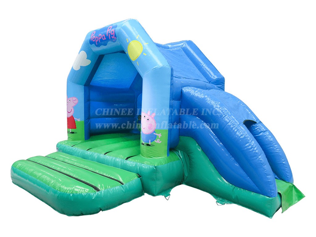 T2-4033 12X15Ft Green Peppa Pig Side Slide Combi