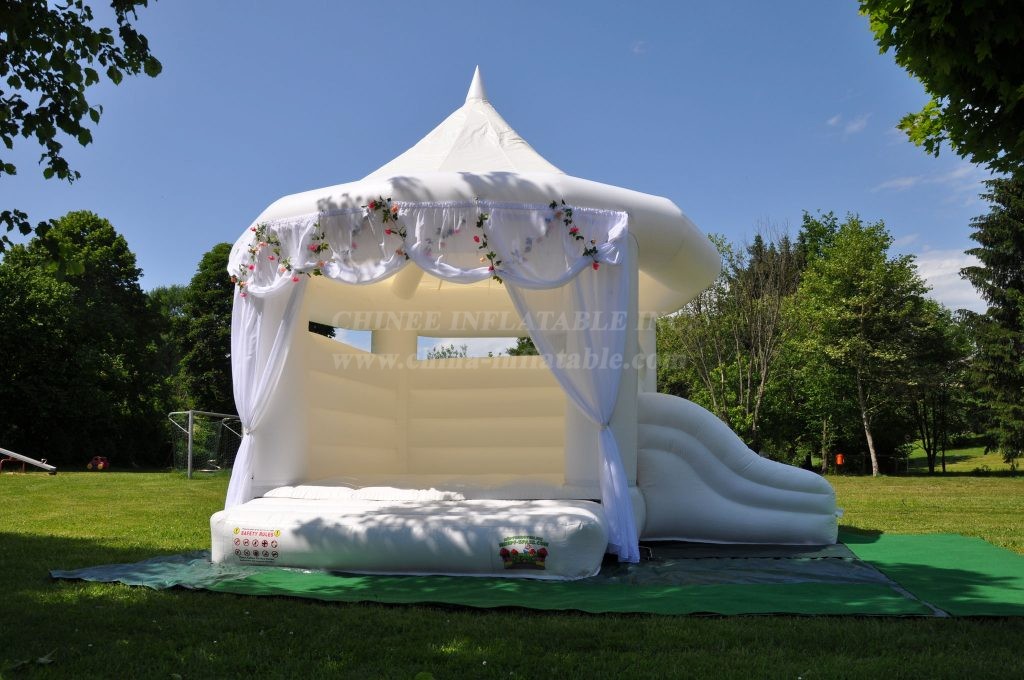 T2-4891 White Wedding Bouncer With Slide