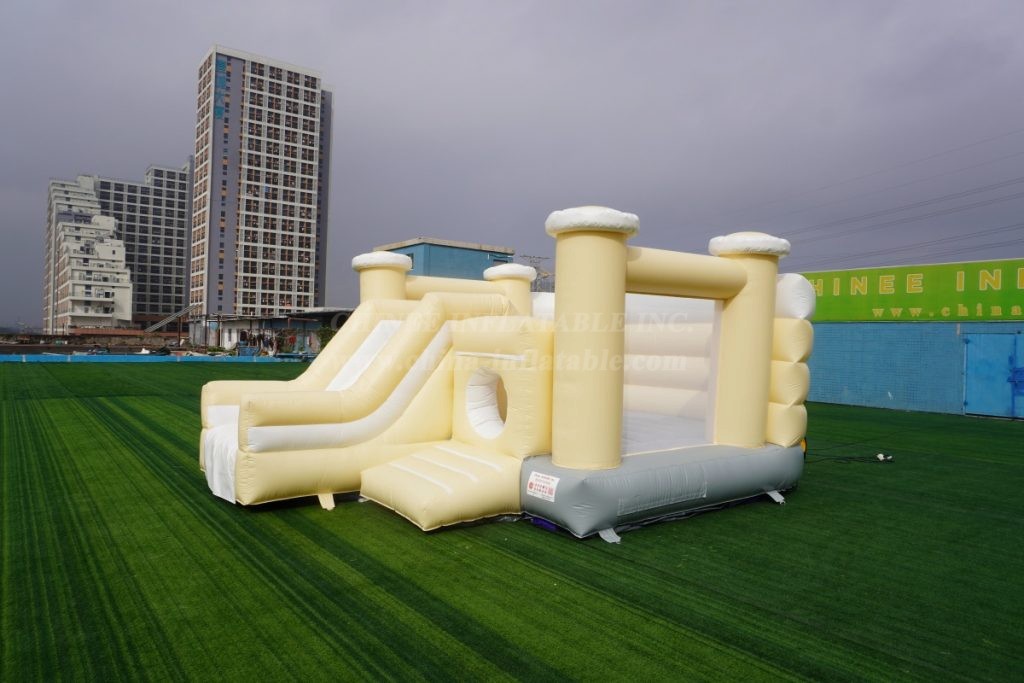 T2-168B Yellow And White Bouncy Castle With Slide