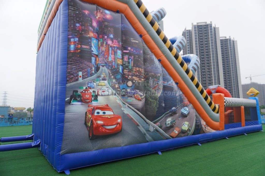 T8-4525 Cars Inflatable Dry Slide