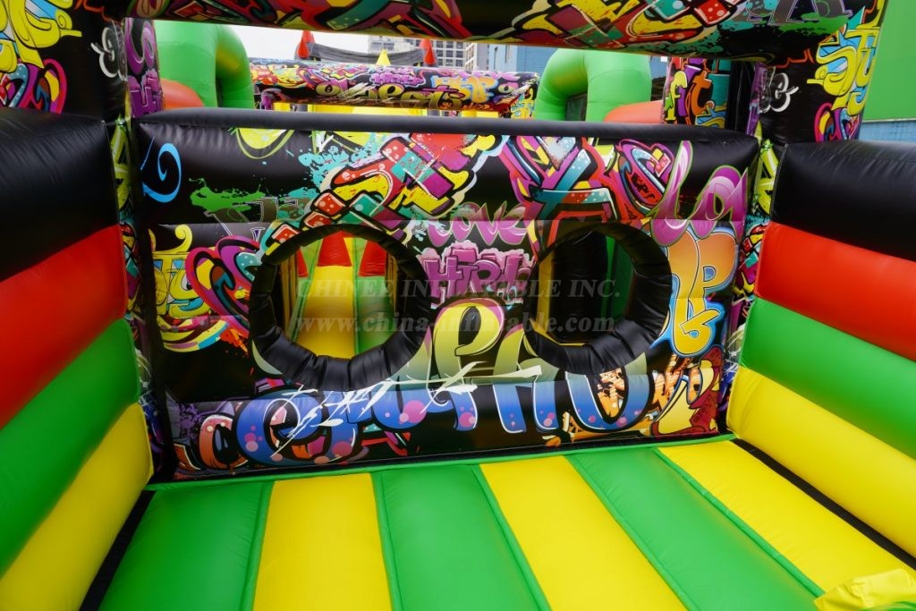 T7-1814B Graffiti Themed Inflatable Obstacle Course