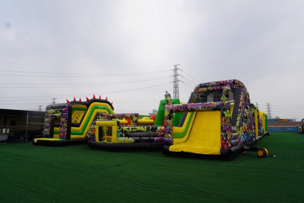 T7-1814B Graffiti Themed Inflatable Obstacle Course