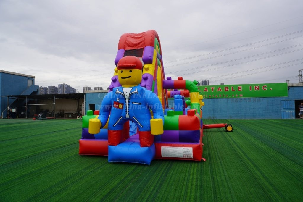 T2-4960A Inflatable LEGO Block Slide with Play Area